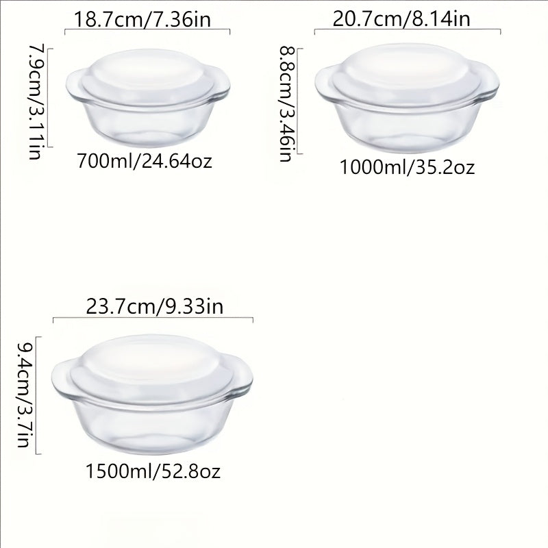 Set de 3 tăvi de copt din sticlă borosilicată – multifuncționale și elegante