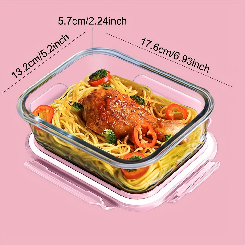 Set 3 Caserole din Sticlă cu Capace Etanșe – 640ml, Ideale pentru Prânz și Meal Prep