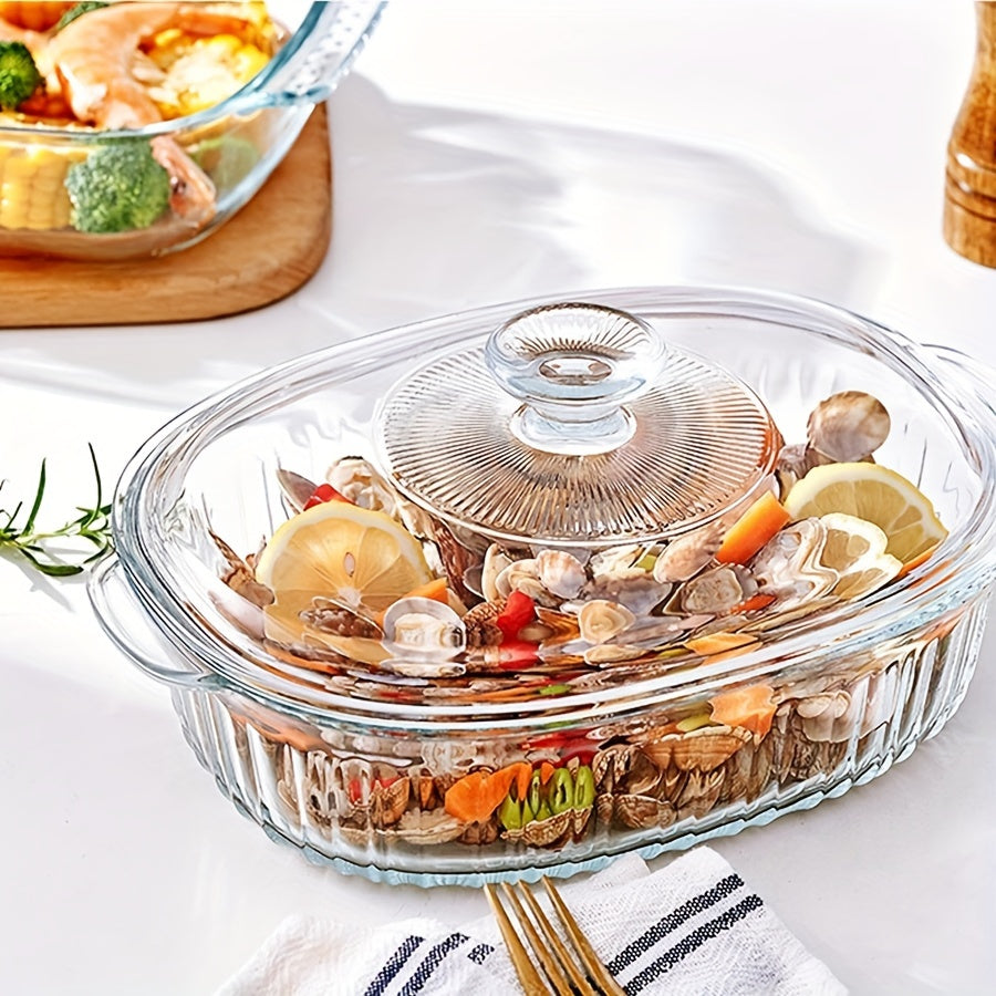 Vas Oval din Sticlă Borosilicată cu Capac - 1800ml