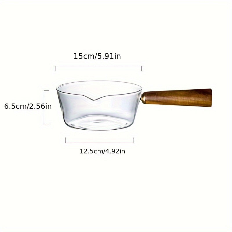 Oală din Sticlă Borosilicată cu Mâner din Lemn – 400ml / 600ml