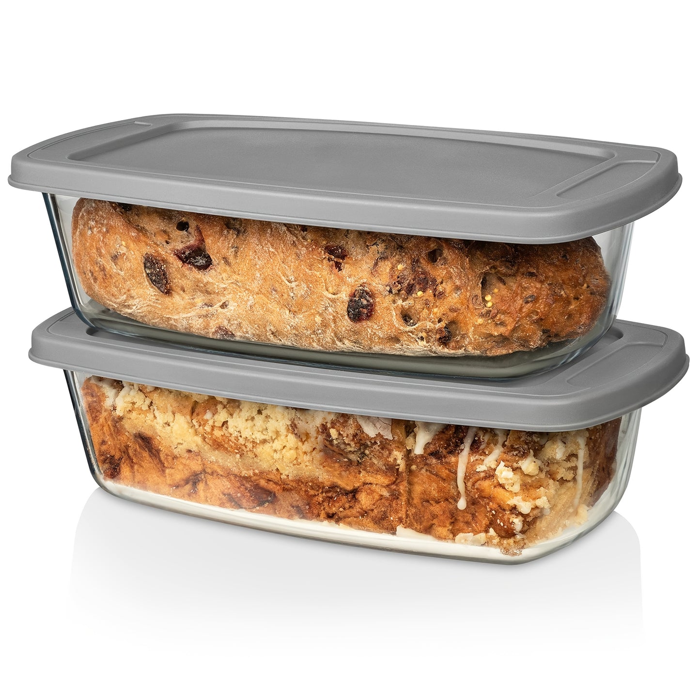 Set 2 vase de copt din sticlă borosilicată cu capace – 1.8L