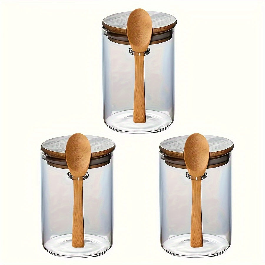 Set Borcane din Sticlă pentru Overnight Oats – Depozitare Sigilată cu Capac din Lemn și Lingură