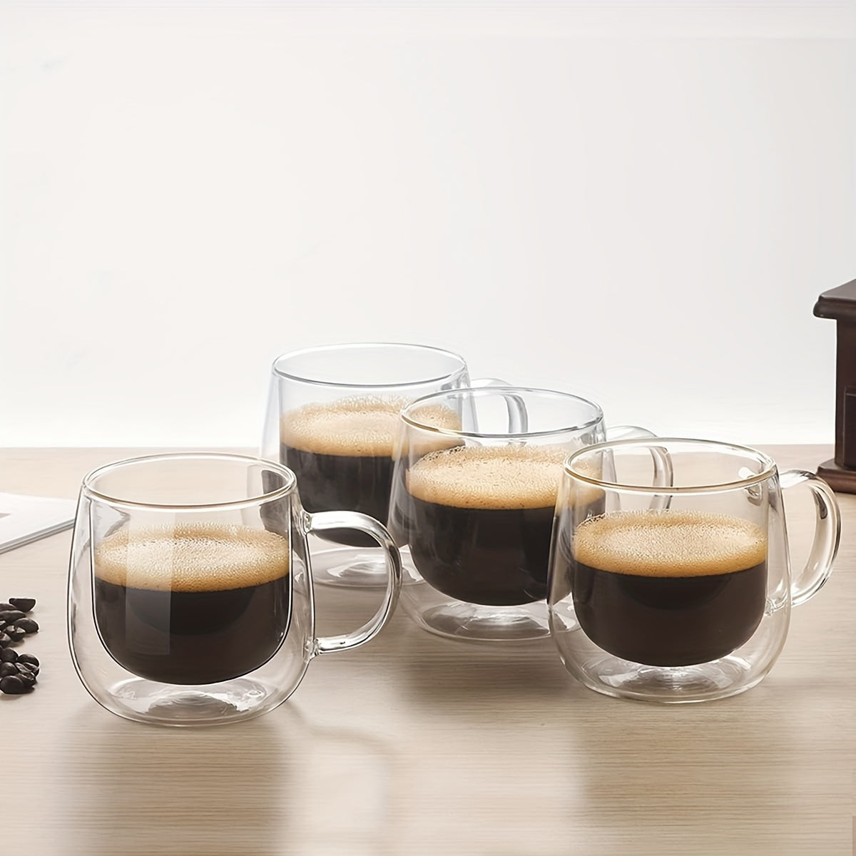Set 4 Căni Cafea Sticlă Borosilicată, 300ml - Bucură-te de Cafeaua Perfectă, la Temperatura Ideală!
