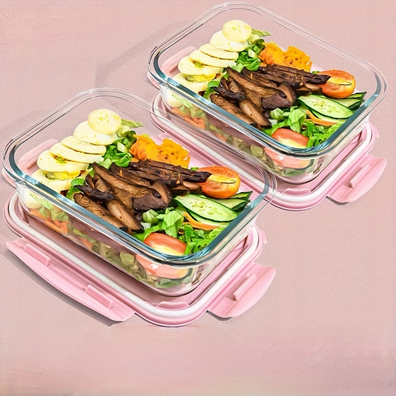 Set 3 Caserole din Sticlă cu Capace Etanșe – 640ml, Ideale pentru Prânz și Meal Prep