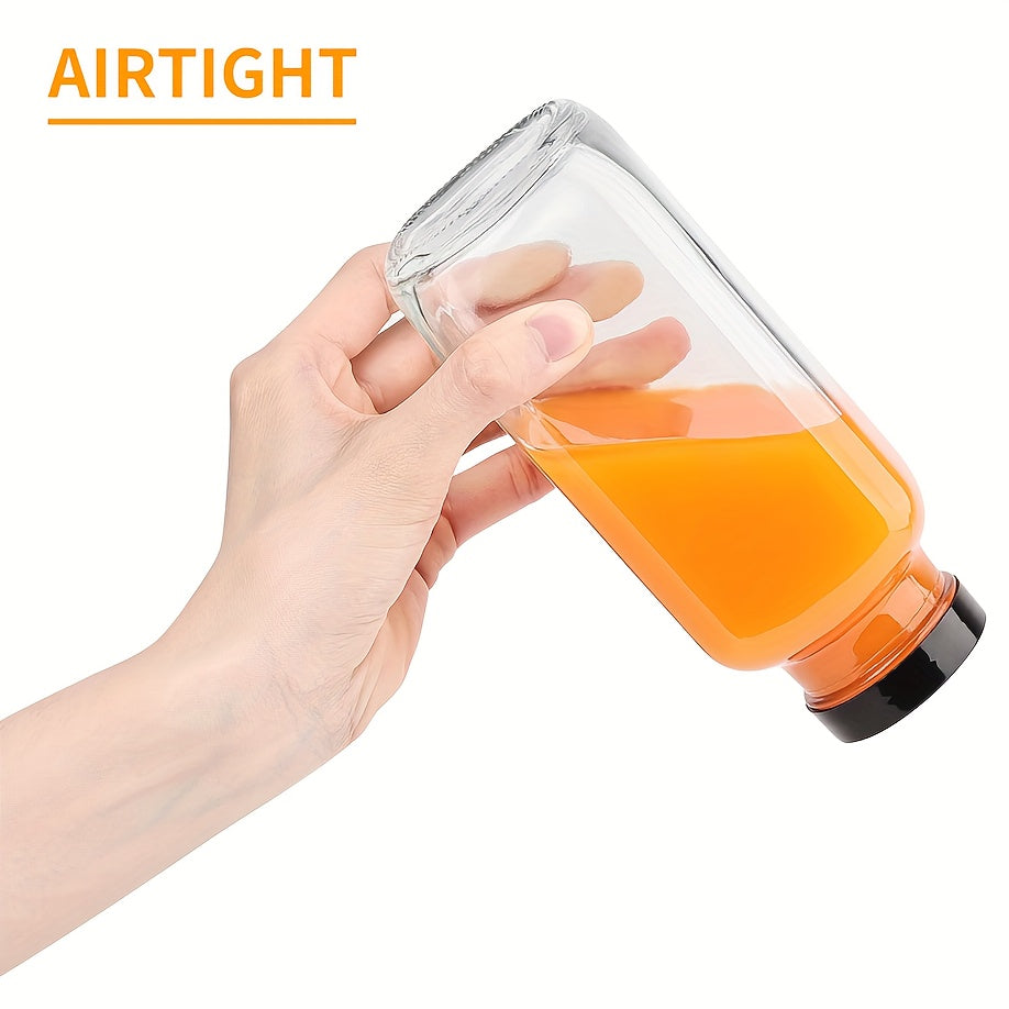 Set 3 Sticle din Sticlă pentru Sucuri Naturale, Smoothie-uri și Apă – 473 ml cu Capace Etanșe