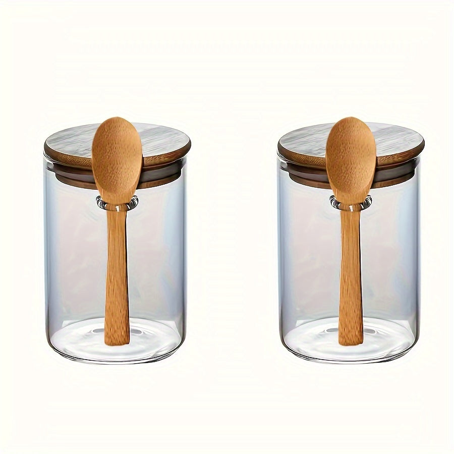 Set Borcane din Sticlă pentru Overnight Oats – Depozitare Sigilată cu Capac din Lemn și Lingură
