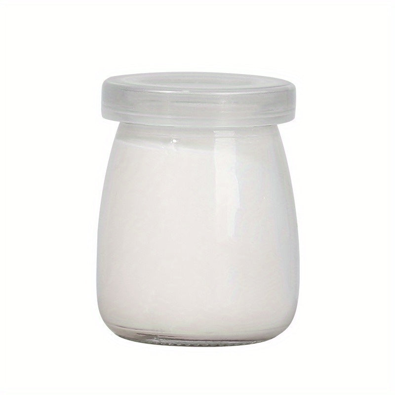 Set 6/10 Borcane din Sticlă pentru Iaurt, Budincă și Deserturi – 100ml / 200ml cu Capace