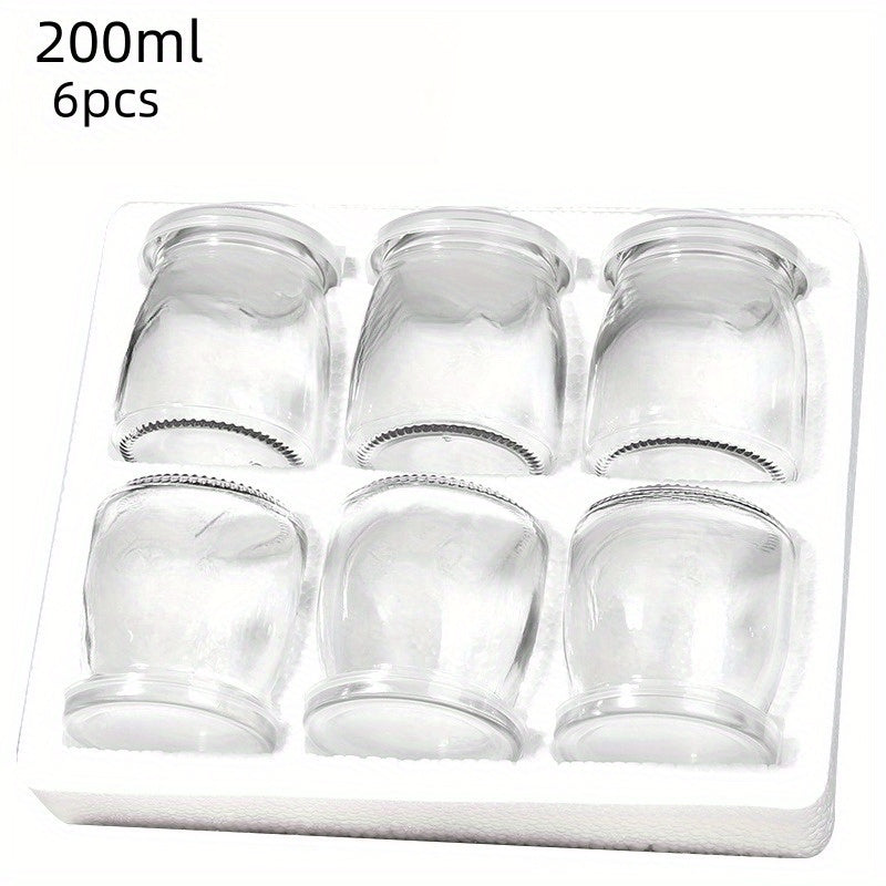 Set 6/10 Borcane din Sticlă pentru Iaurt, Budincă și Deserturi – 100ml / 200ml cu Capace