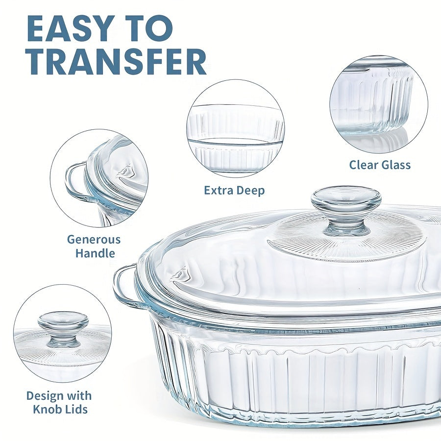 Vas Oval din Sticlă Borosilicată cu Capac - 1800ml