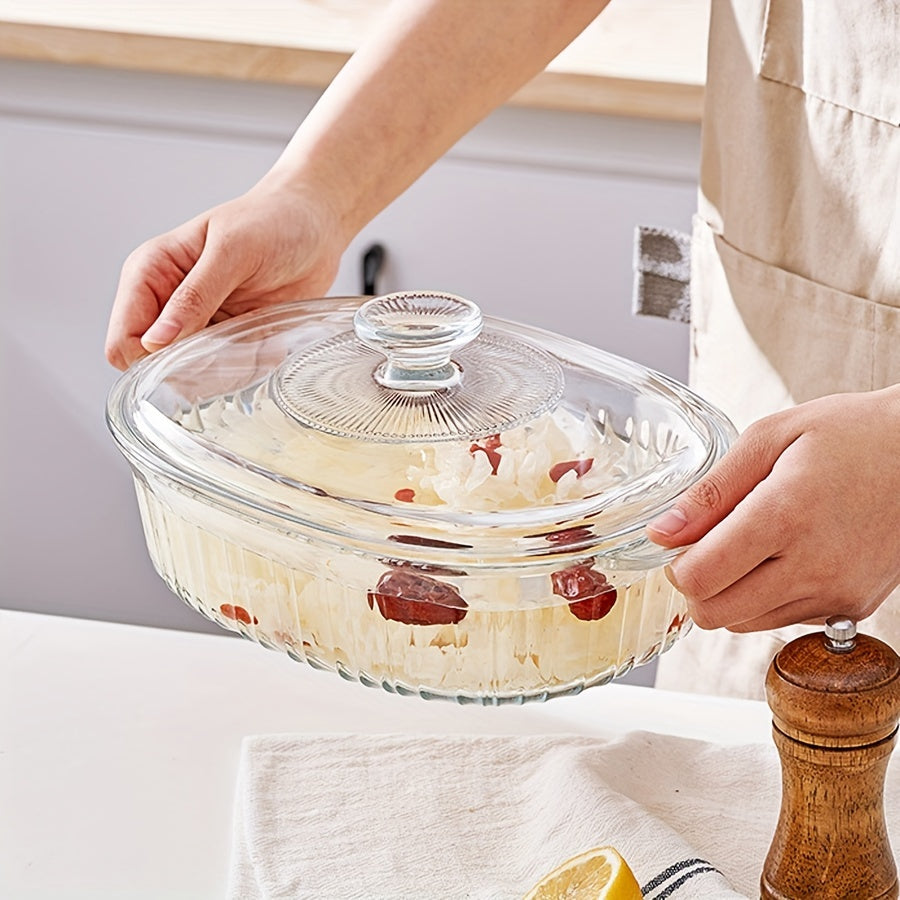 Vas Oval din Sticlă Borosilicată cu Capac - 1800ml