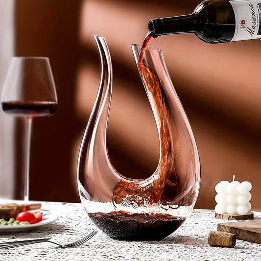 Carafă Vin din Sticlă Cristal – Design Elegant în Formă de U