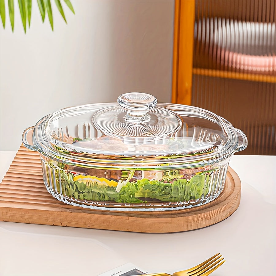 Vas Oval din Sticlă Borosilicată cu Capac - 1800ml