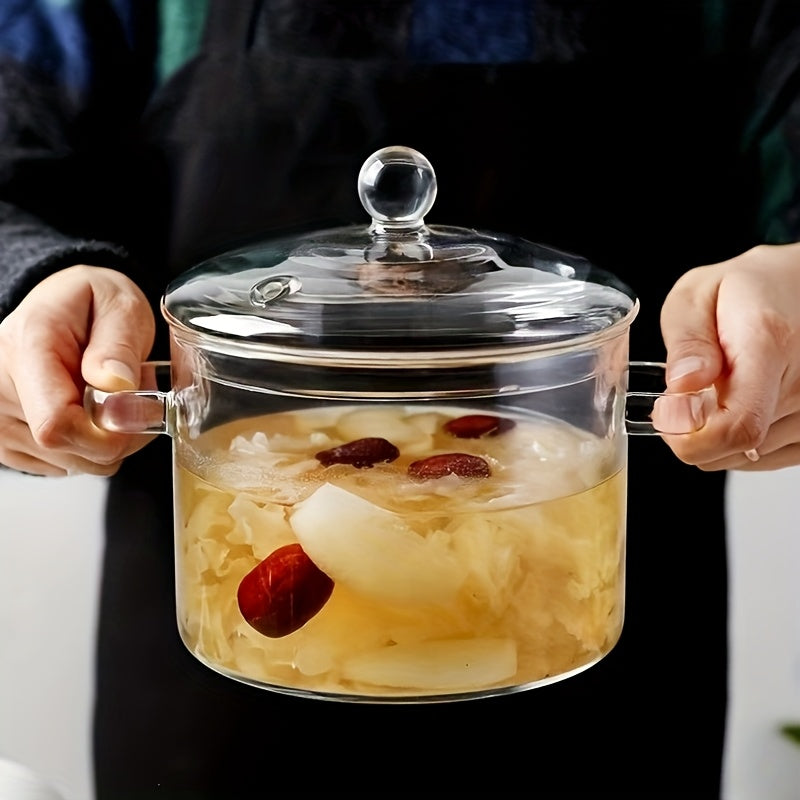 Oală din sticlă borosilicată 1.5L – rezistentă la temperaturi înalte