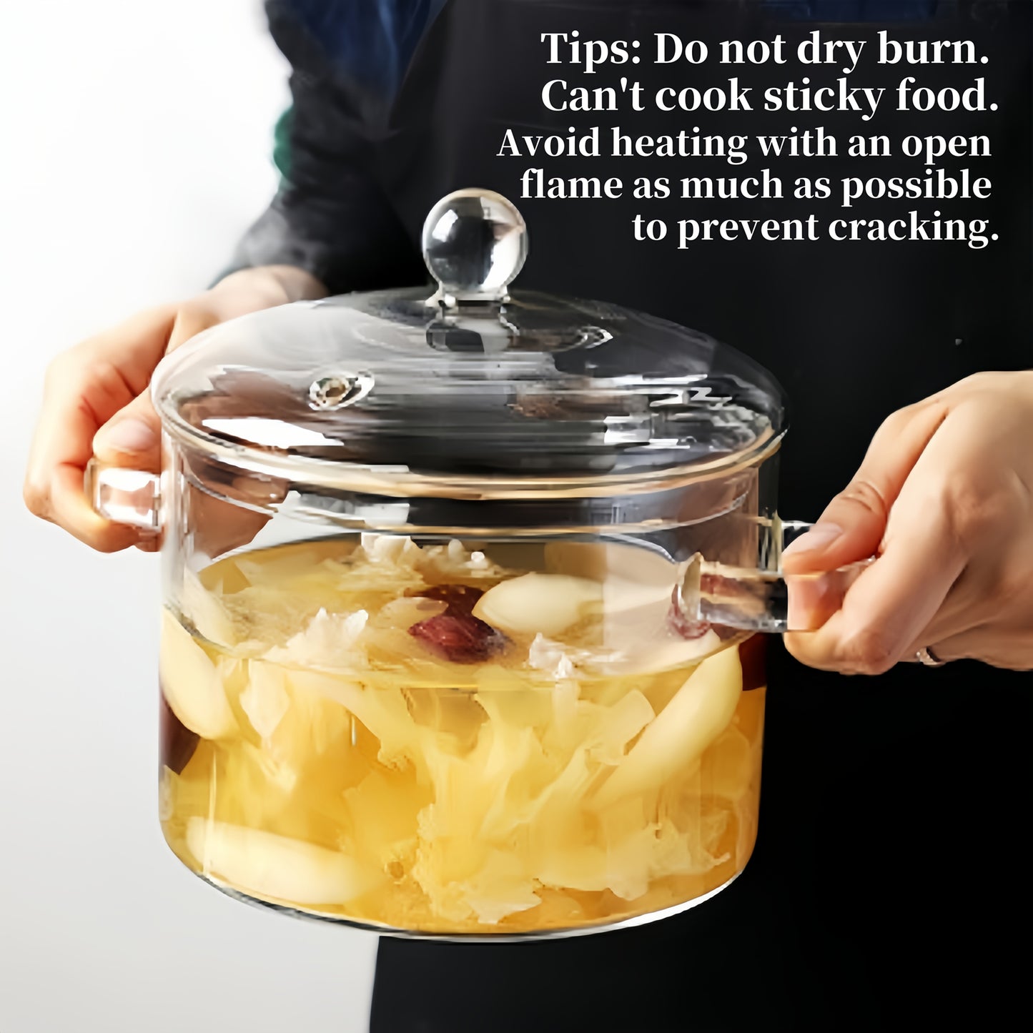 Oală din sticlă borosilicată 1.5L – rezistentă la temperaturi înalte