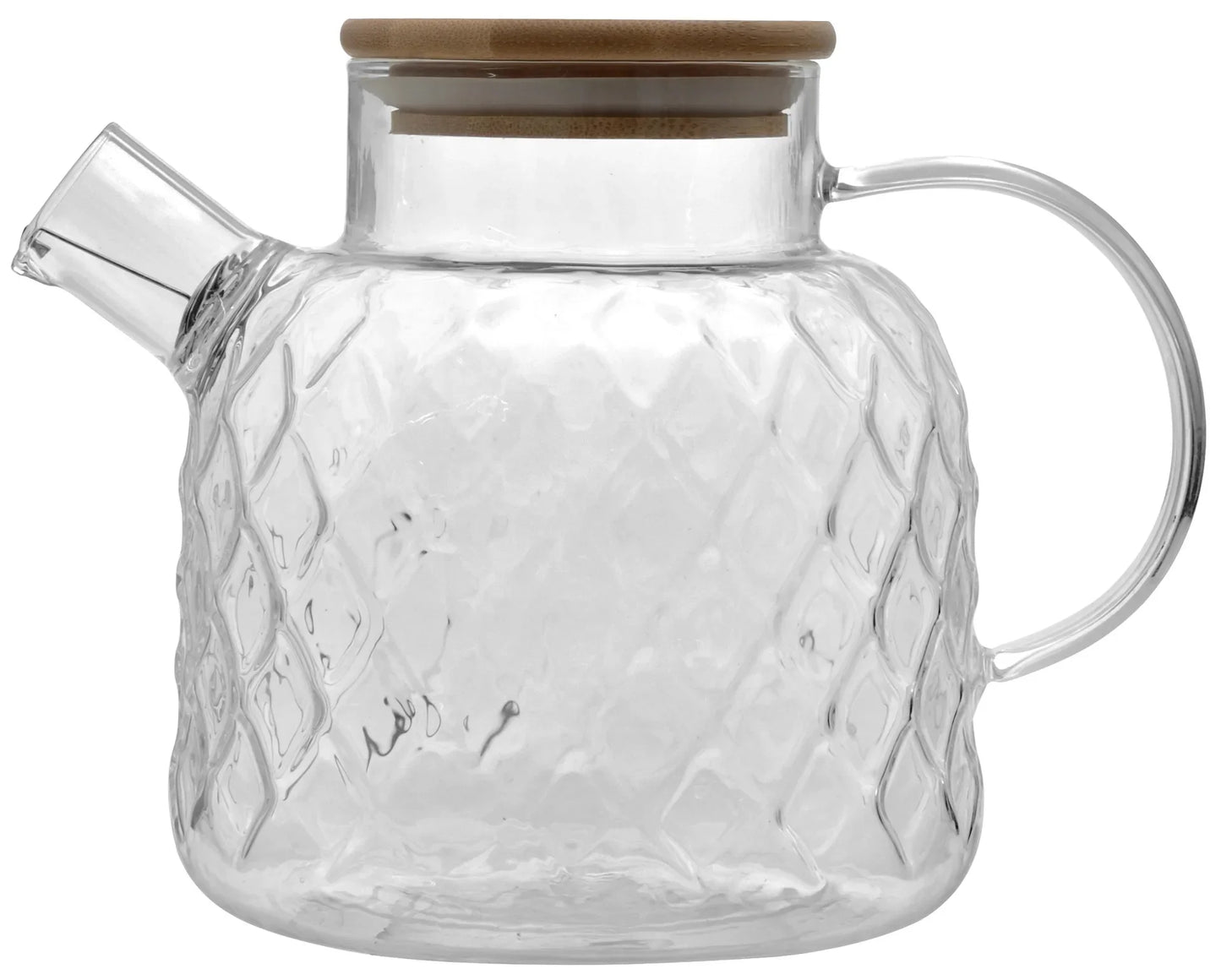 Ceainic din sticlă borosilicată, 1000-1800ml, cu capac din bambus