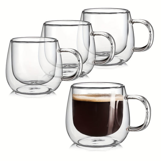 Set 4 Căni Cafea Sticlă Borosilicată, 300ml - Bucură-te de Cafeaua Perfectă, la Temperatura Ideală!