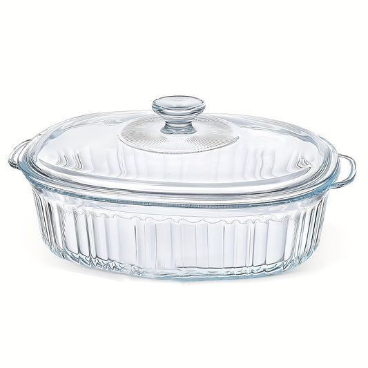 Vas Oval din Sticlă Borosilicată cu Capac - 1800ml