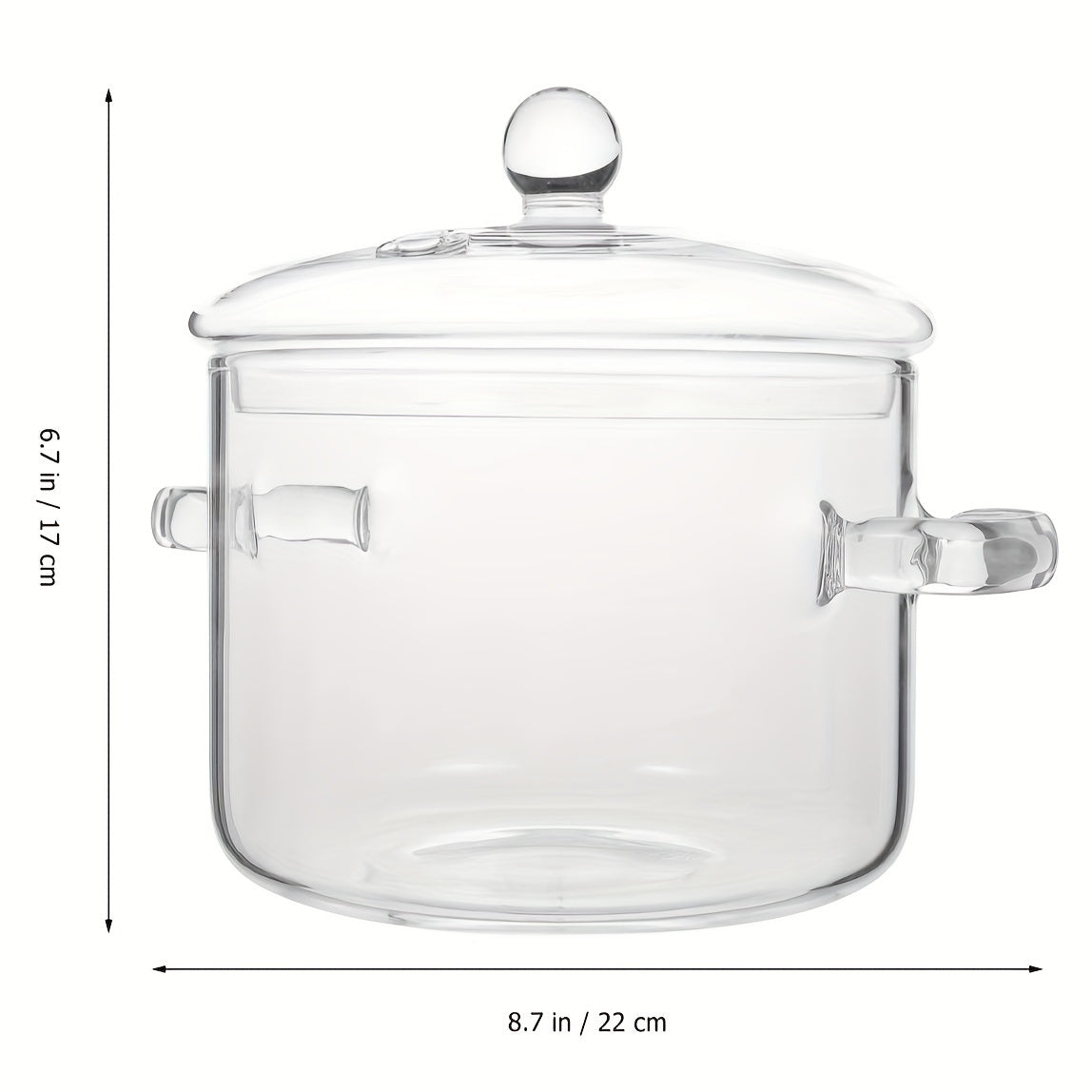 Oală din sticlă borosilicată 1.5L – rezistentă la temperaturi înalte