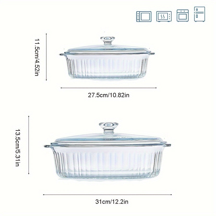 Vas Oval din Sticlă Borosilicată cu Capac - 1800ml