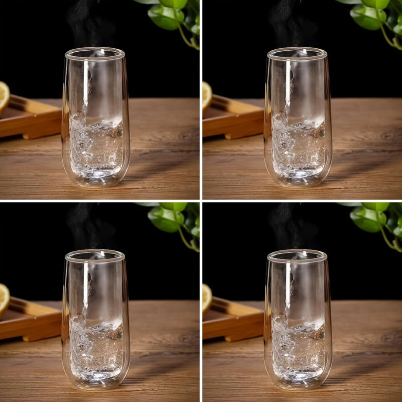 Set de 4 Pahare Termorezistente cu Perete Dublu – Sticlă Borosilicată Premium